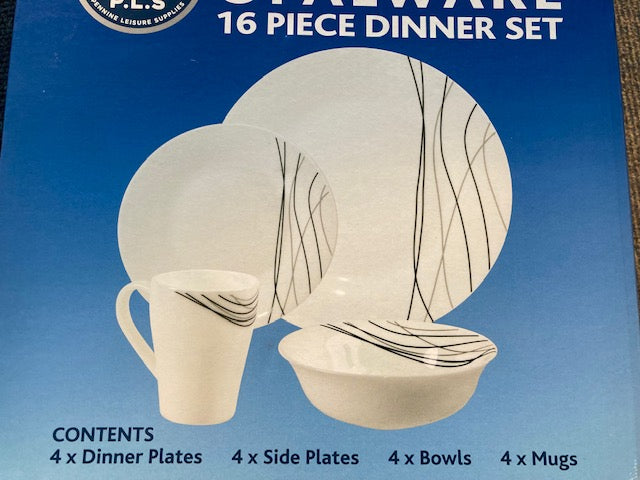 Melamine Dinner Set - Opalware - 16 piece - ME805 - COLLECTION ONLY !