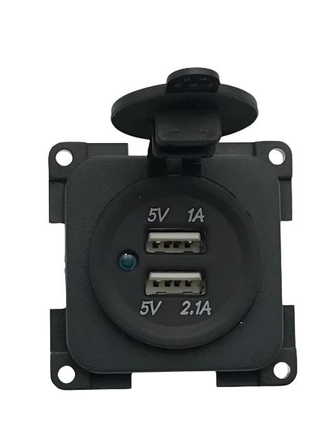 C-Line - Dark Grey - Double USB Socket - 270652 - Caratech Caravan Parts