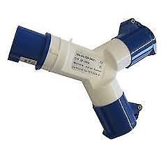 240 Volt Mains - 16 Amp - 2 Way Electric Hook-Up Splitter Y Connector - PO126 - Caratech Caravan Parts
