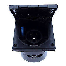 Mains 240 Volt Inlet - Flush Fitting - Black - PO113B - Caratech Caravan Parts