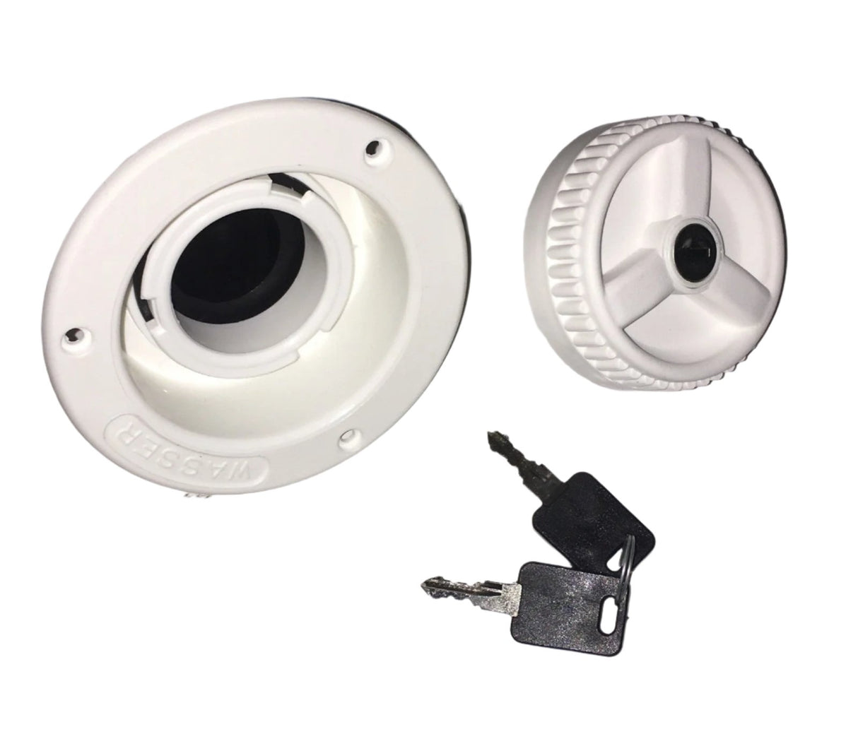 FAWO Water Inlet and Locking Filler Cap 2 Keys -White - 01622T64090W - Caratech Caravan Parts