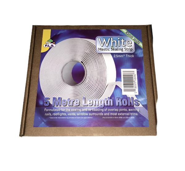 White Mastic Sealing Strip 2.5 mm Thick X 45 mm Wide X 5 Mts - Caratech Caravan Parts