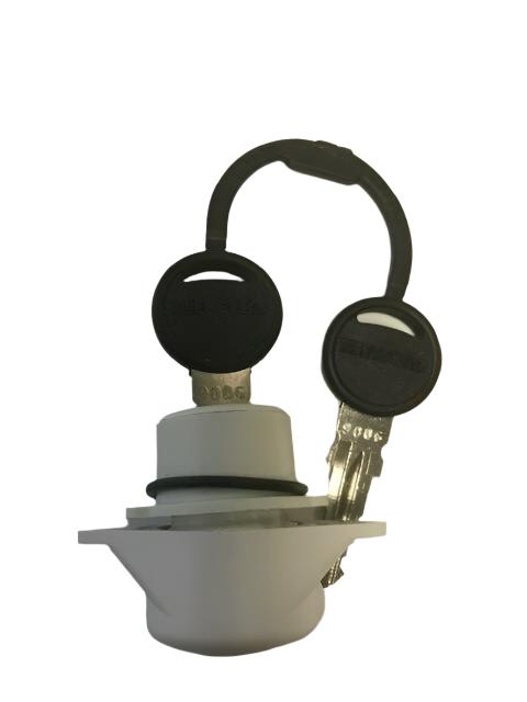 Thetford Toilet SC200 Water Filler Door Lock and 2 Keys -White - 2379080 - Caratech Caravan Parts