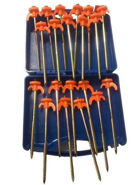 Hi -Viz Hard Ground Pegs - 20 in Case - 6009935 - Caratech Caravan Parts