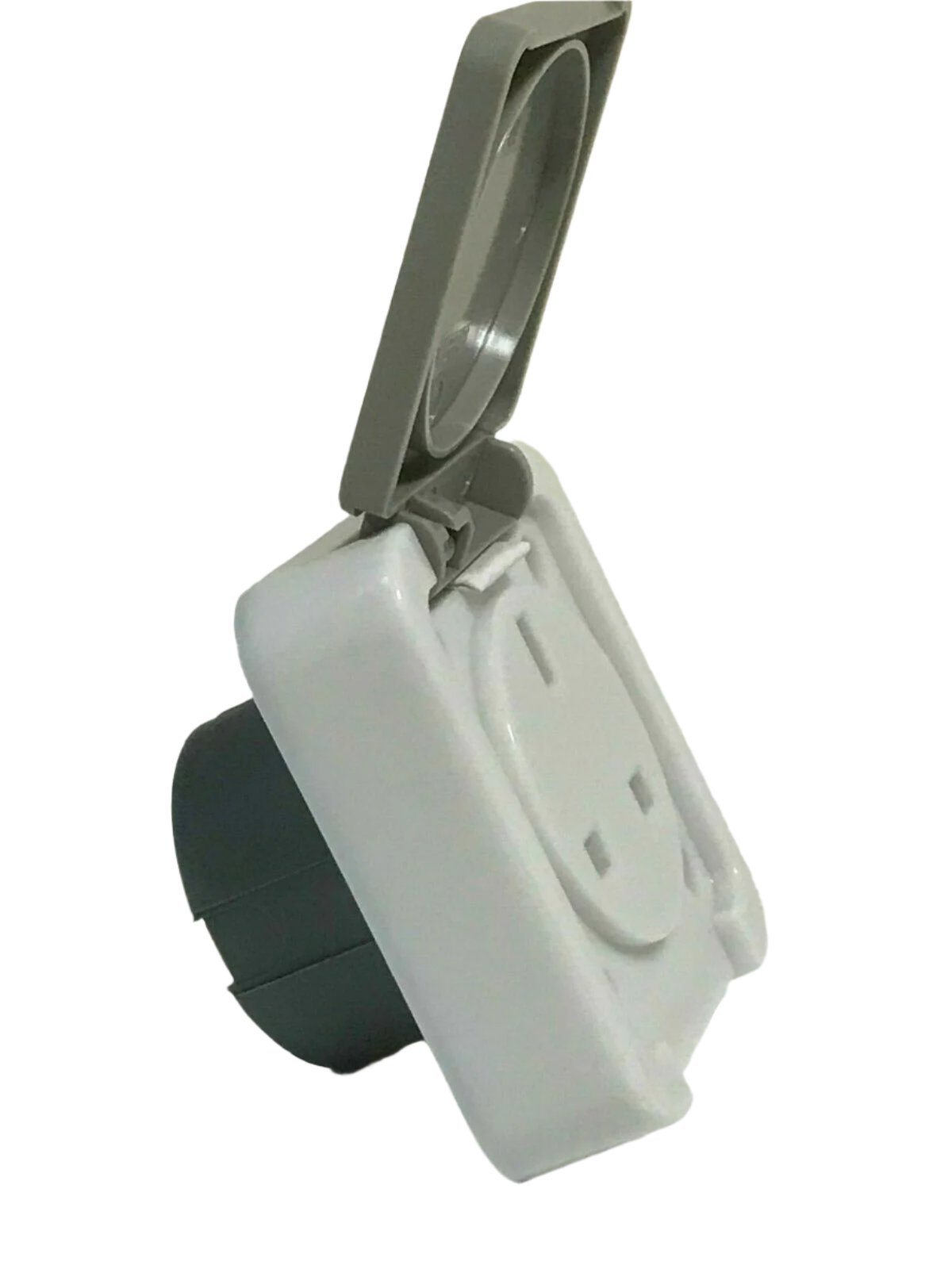 Mains 13 Amp Socket with Grey Flap - JE960 - Caratech Caravan Parts