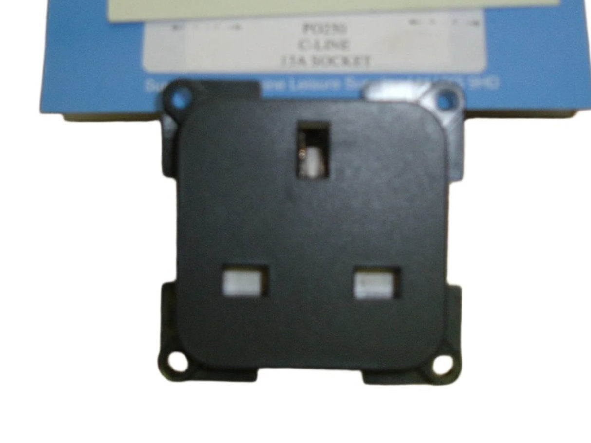 C-Line - Single 13 Amp Unswitched Socket - Black - PO250. - Caratech Caravan Parts