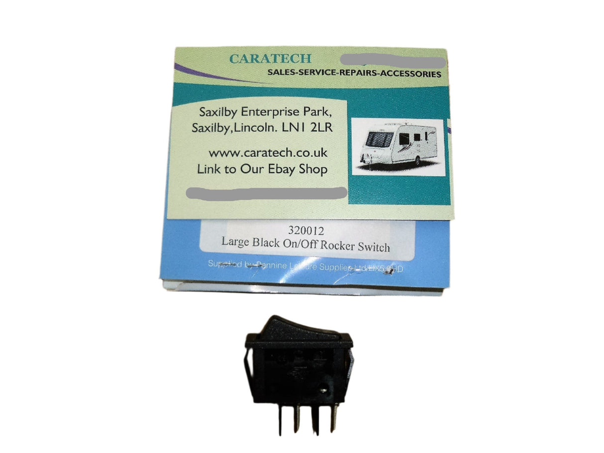 On / off rocker switch - 12 V - Black - 320012 - Caratech Caravan Parts