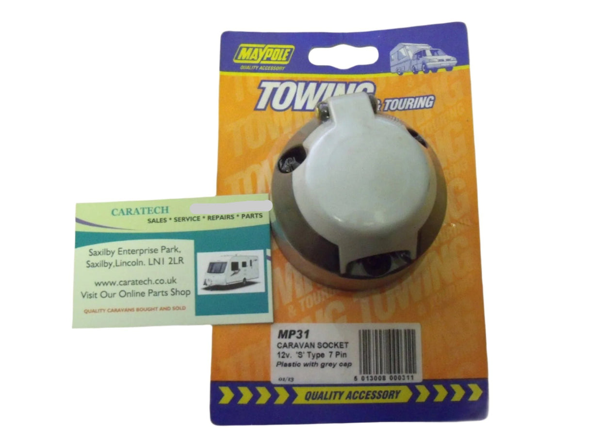 CAR AUXILARY SOCKET - 12V - 'S' TYPE 7 PIN - R1500 - Caratech Caravan Parts