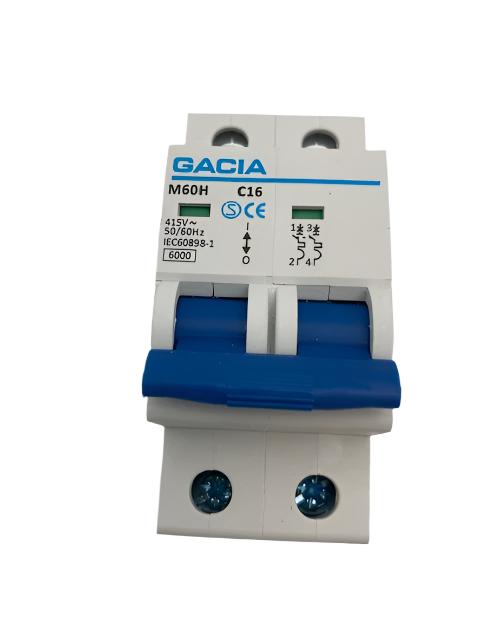 Gacia - 240V / 16 Amp MCB - Double Pole - M60H - L215GA