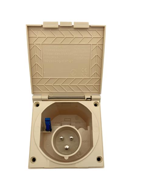 Mains Inlet - Flush Fitting - 240 VOLT - Beige - PO113