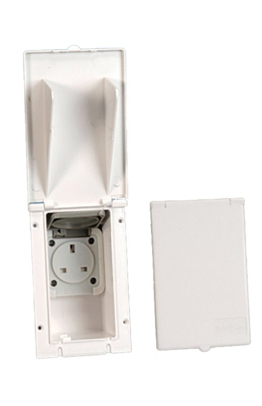External Caravan Mains Socket Box 240V /13 Amp - White – PO119