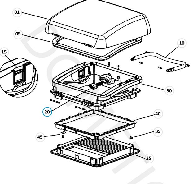 Dometic / Micro Heki Rooflight Push Button - White 4460000068