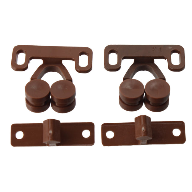 Double Roller Catch Caravan Cupboard - Brown Plastic - W4 37817