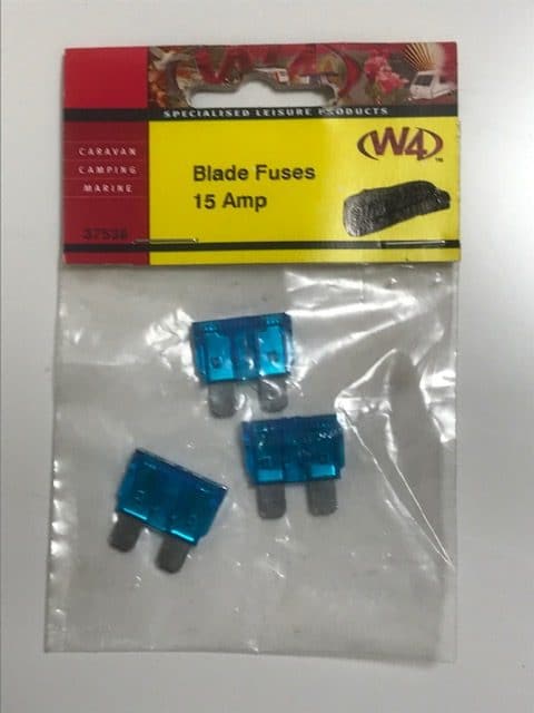 15 Amp Blade Fuse Pack of Three 37538 - Caratech Caravan Parts
