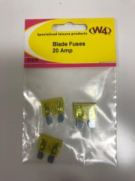20 Amp Blade Fuse Pack of Three 37539 - Caratech Caravan Parts