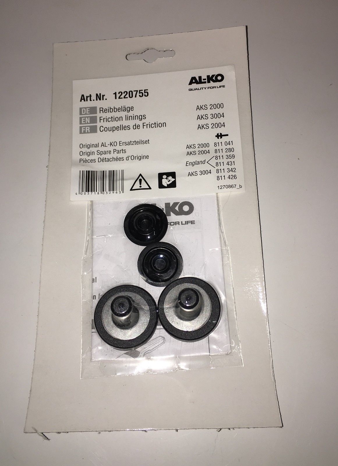 Alko AKS Stabiliser Friction Pads Kit – 1220755 Alko