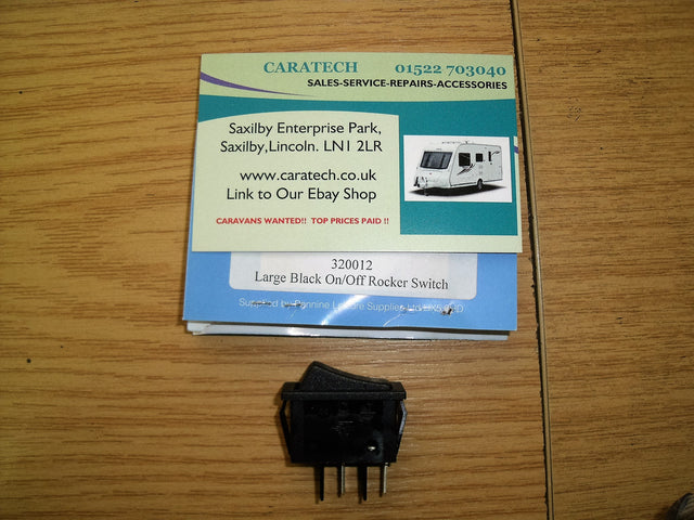 On / off rocker switch - 12 V - Black - 320012 - Caratech Caravan Parts