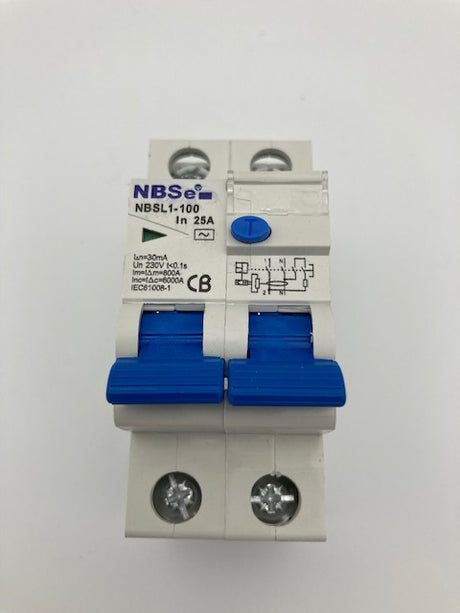 NBSE - Double Pole 25 amp - RCD - 230V - NBSL1-100 NBSE