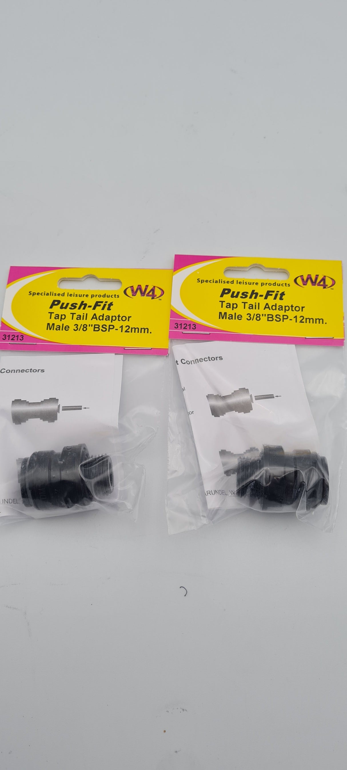 2 X W4 Quick Push Fit Tap Adaptor 3/8" Bsp -12mm - 31213